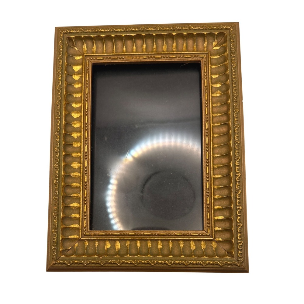 Vintage Ornate Gold Picture Frame Rectangular Textured Tabletop Wall Decor